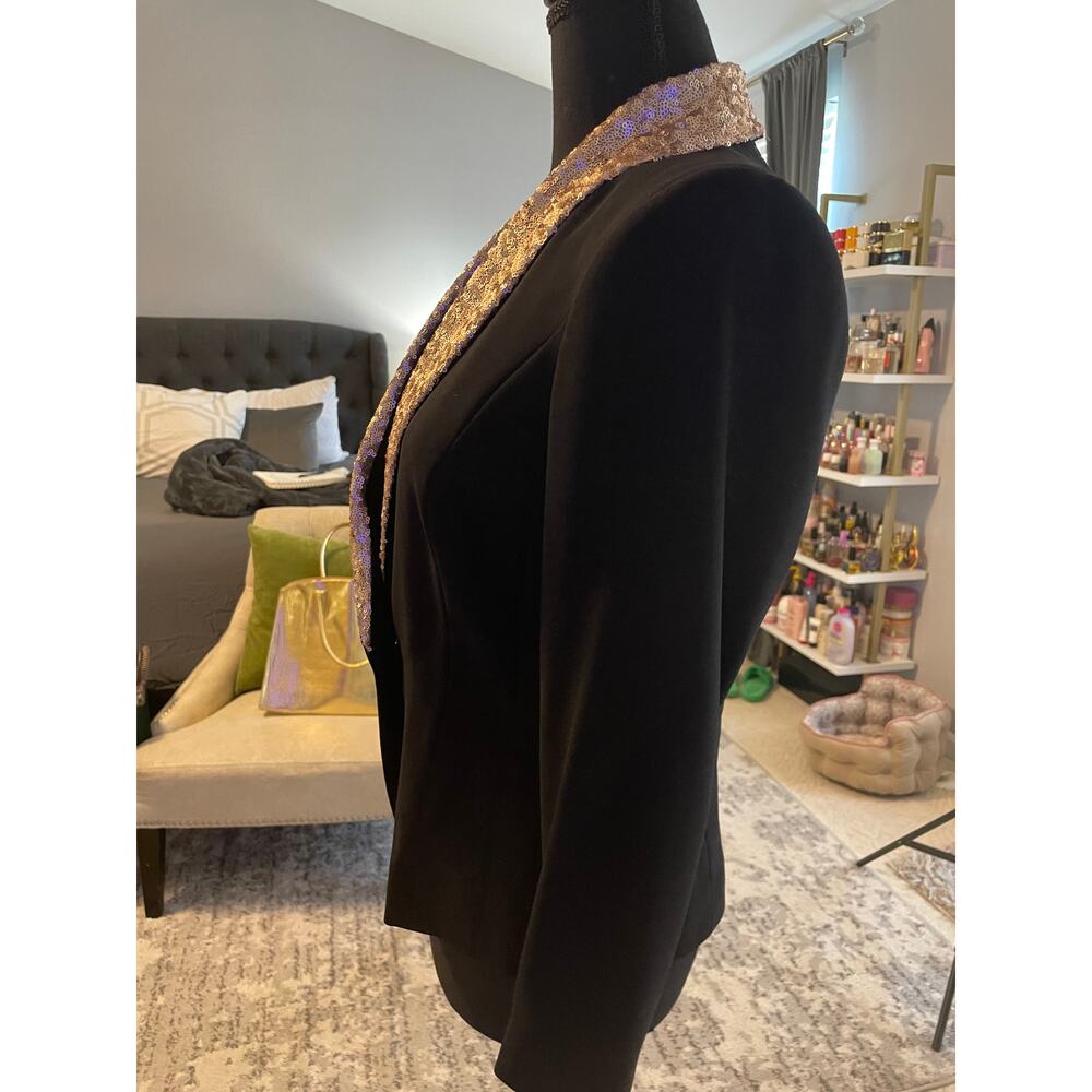 Addy Van Den Krommenacker Black Blazer Gold Sequin Shawl Collar S - Picture 6 of 7